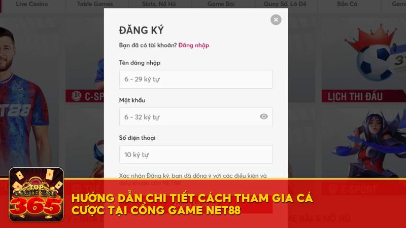 cách tham gia cá cược tại cổng game Net88