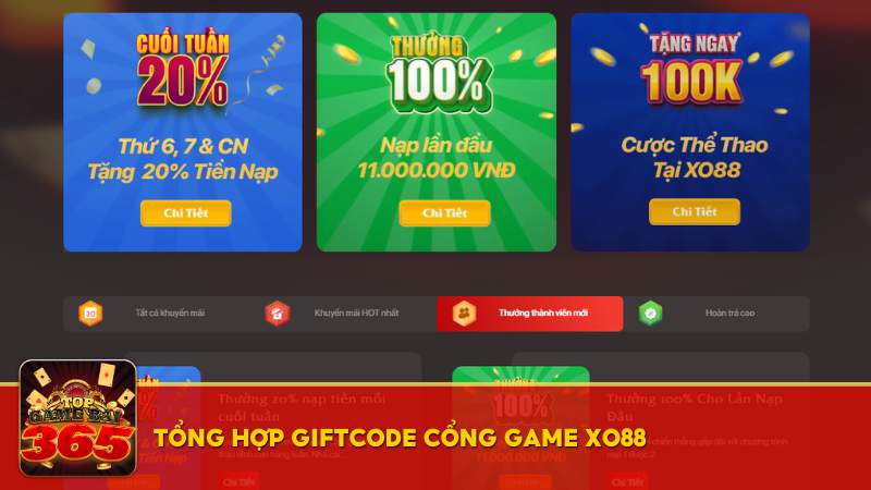 giftcode cổng game XO88