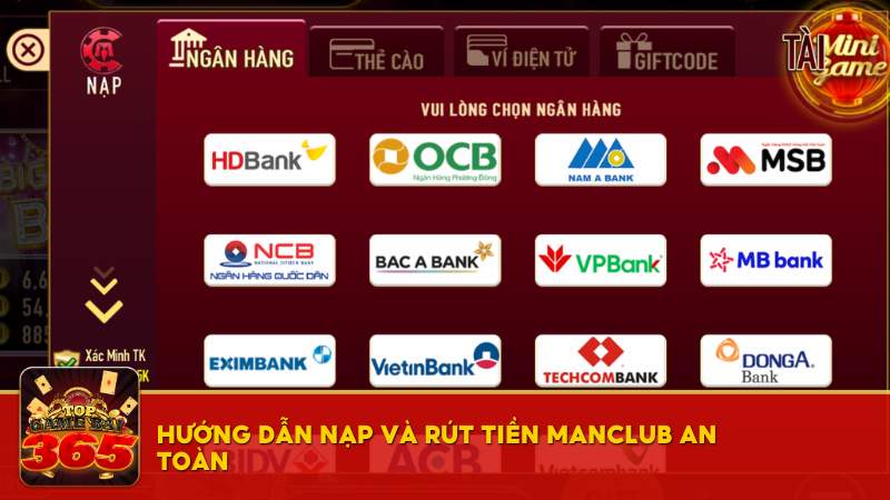 Hướng dẫn nạp và rút tiền Manclub