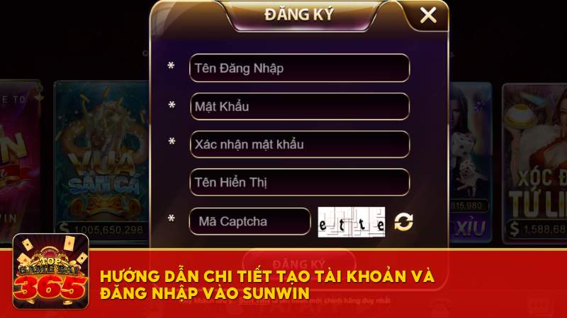 Hướng dẫn tạo tài khoản và đăng nhập Sunwin