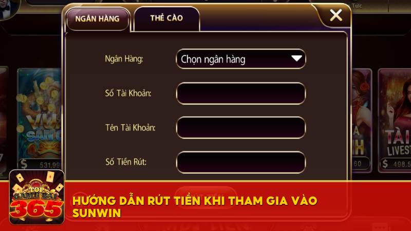Hướng dẫn rút tiền Sunwin