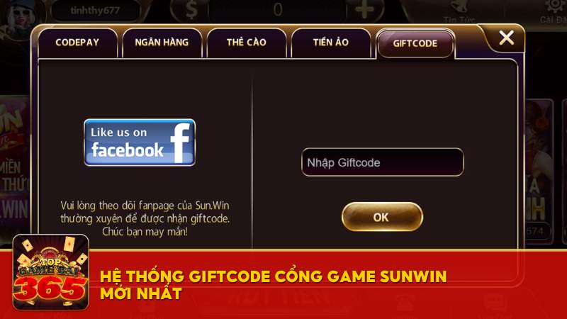 giftcode cổng game Sunwin mới nhất