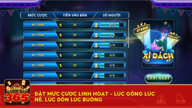 Đặt mức cược linh hoạt – Lúc gồng lúc né, lúc dồn lúc buông