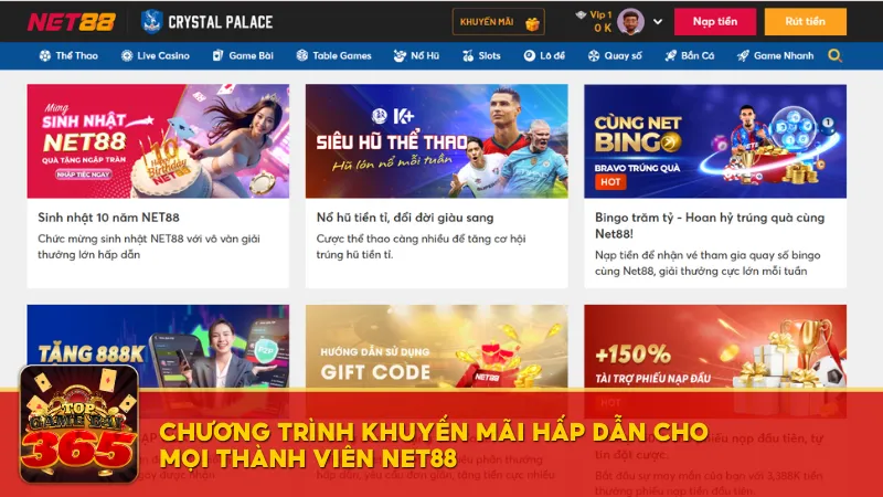 Chương trình khuyến mãi hấp dẫn dành cho mọi thành viên của Net88