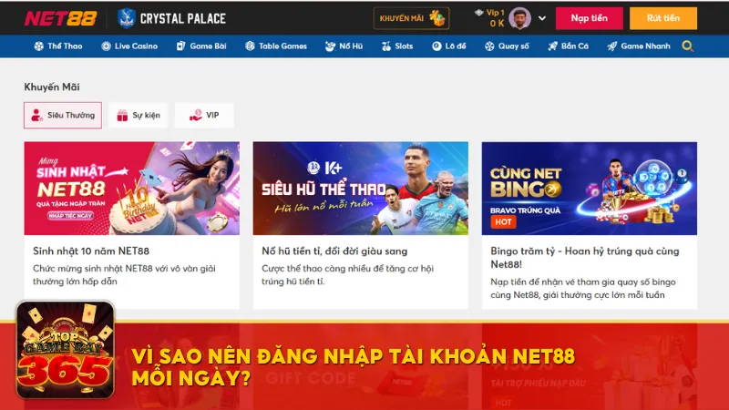 Đăng nhập Net88 mỗi ngày mang đến nhiều lợi ích cho thành viên