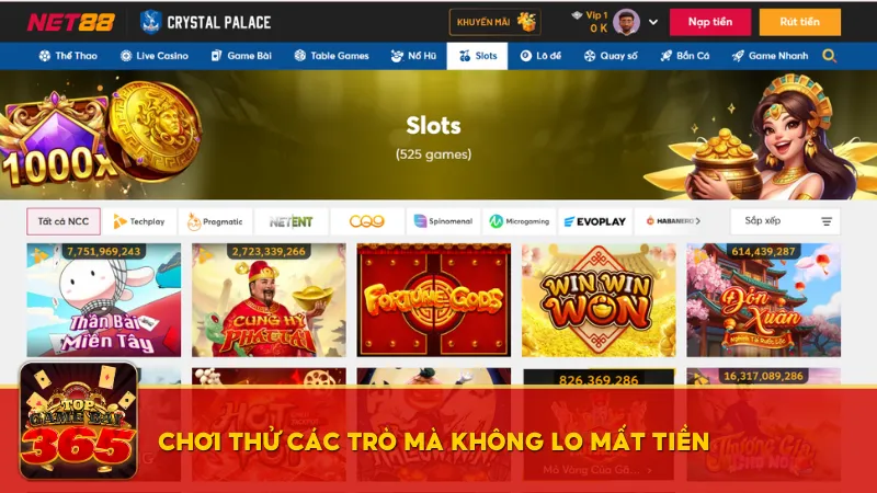 Chơi thử các trò chơi không yêu cầu sdt và email tại Net88