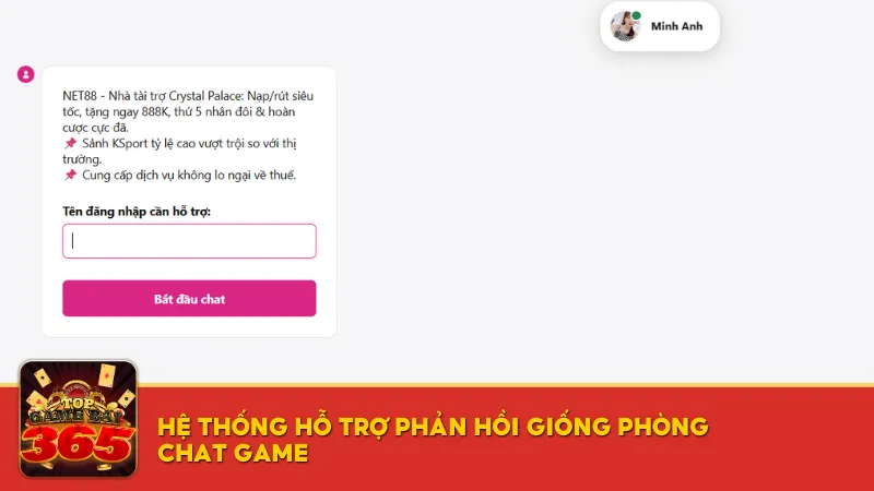Hệ thống hỗ trợ phản hồi tại Net88 giống phòng chat game